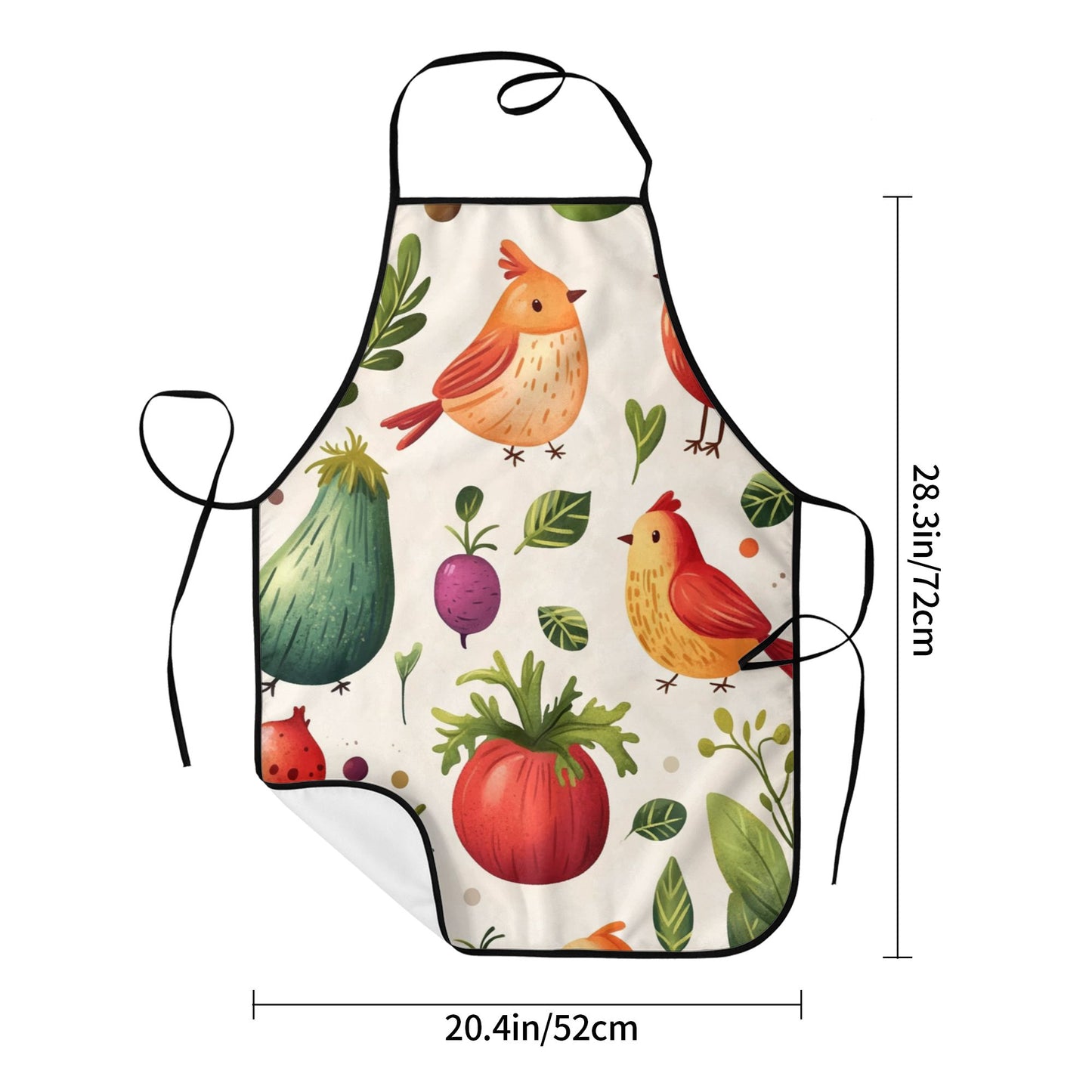 Cute Birds and Vegetables Apron – Waterproof Cooking Apron for Adults, Adjustable Kitchen Apron for Baking, BBQ & Cleaning