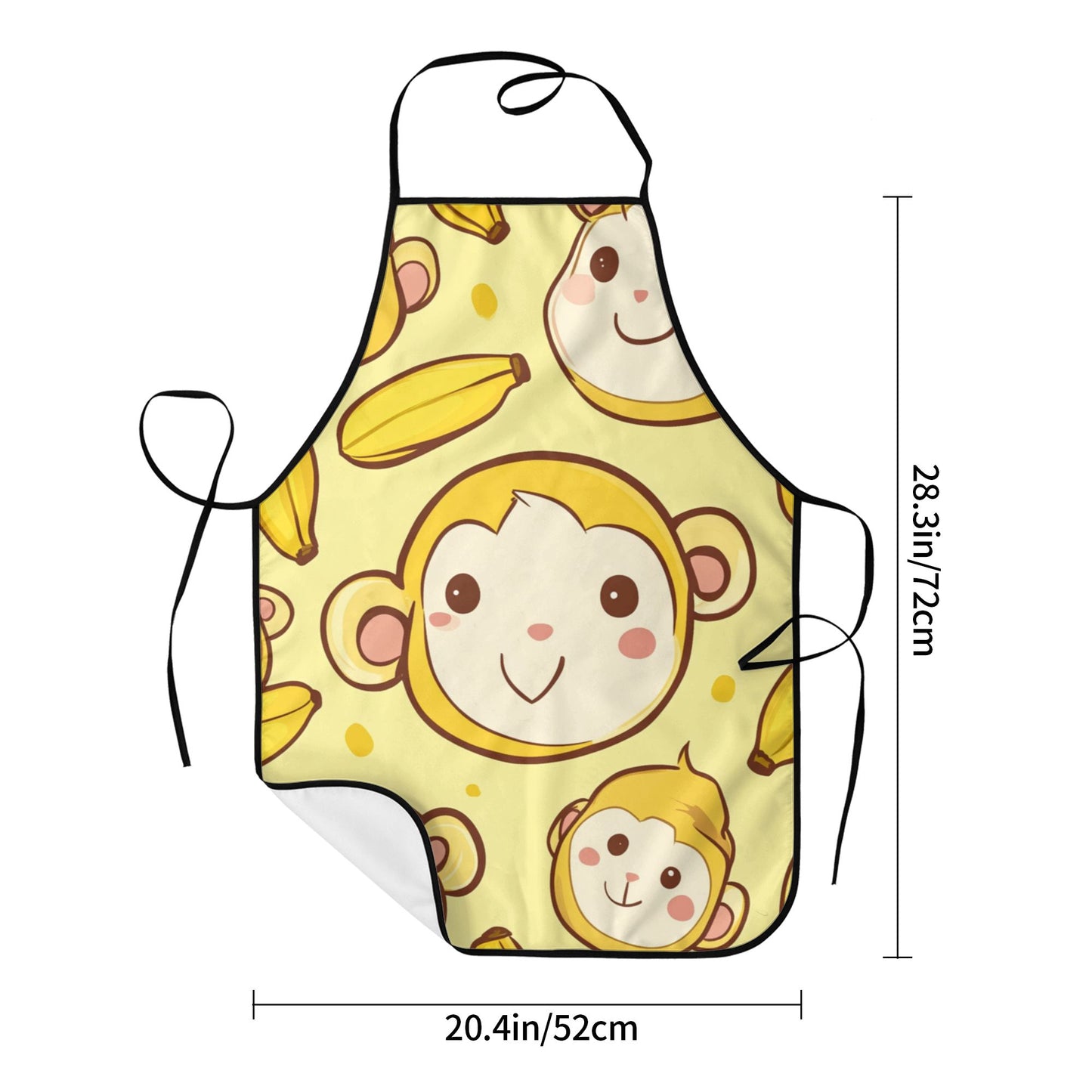 Cute Monkey & Banana Print Apron – Waterproof Adjustable Kitchen Apron for Cooking, Baking, BBQ & Cleaning (Unisex)