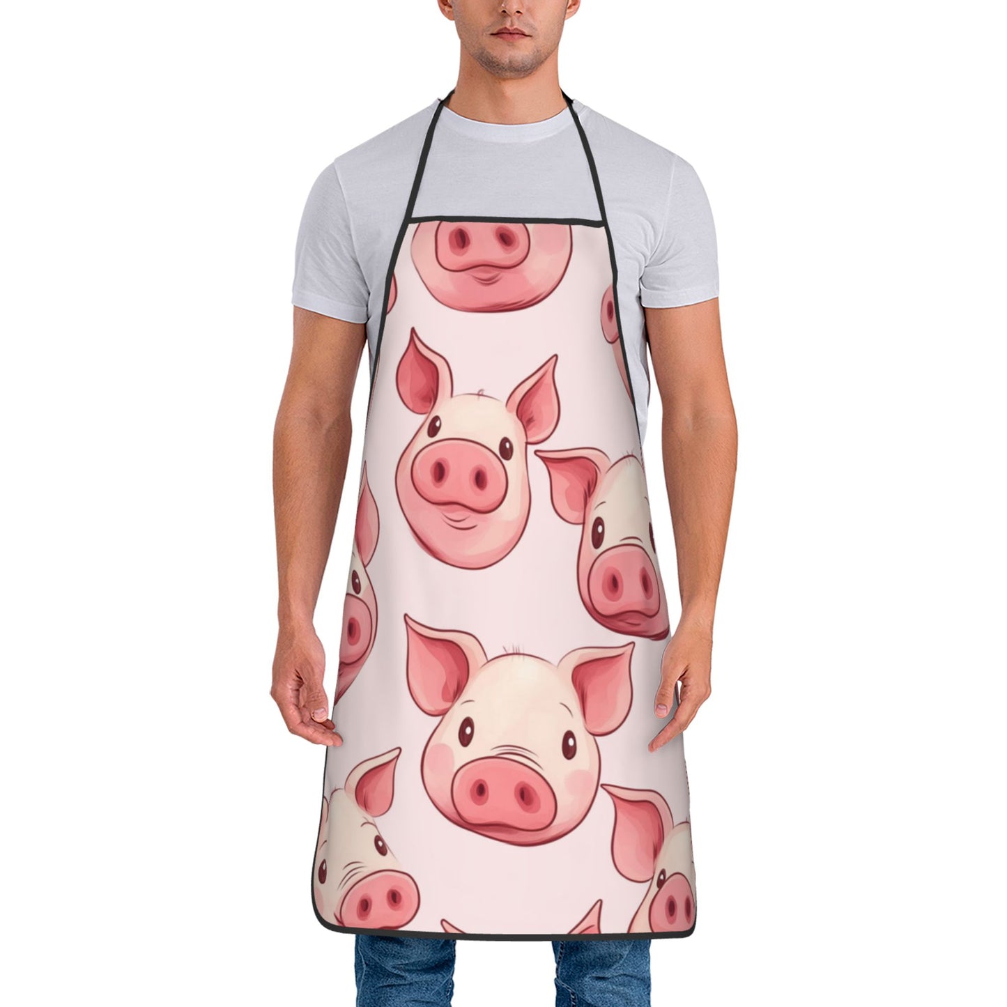 Cute Pig Pattern Apron – Waterproof & Oil-Resistant Adjustable Apron for Cooking, Baking, Grilling, and Crafting (Unisex)