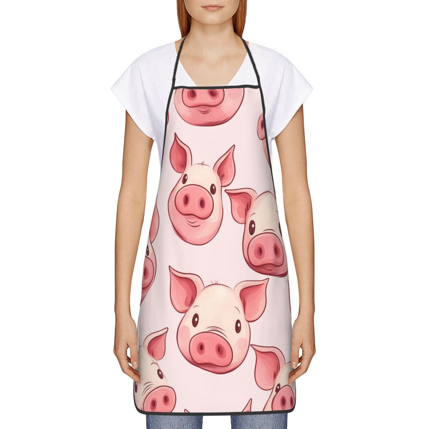 Cute Pig Pattern Apron – Waterproof & Oil-Resistant Adjustable Apron for Cooking, Baking, Grilling, and Crafting (Unisex)