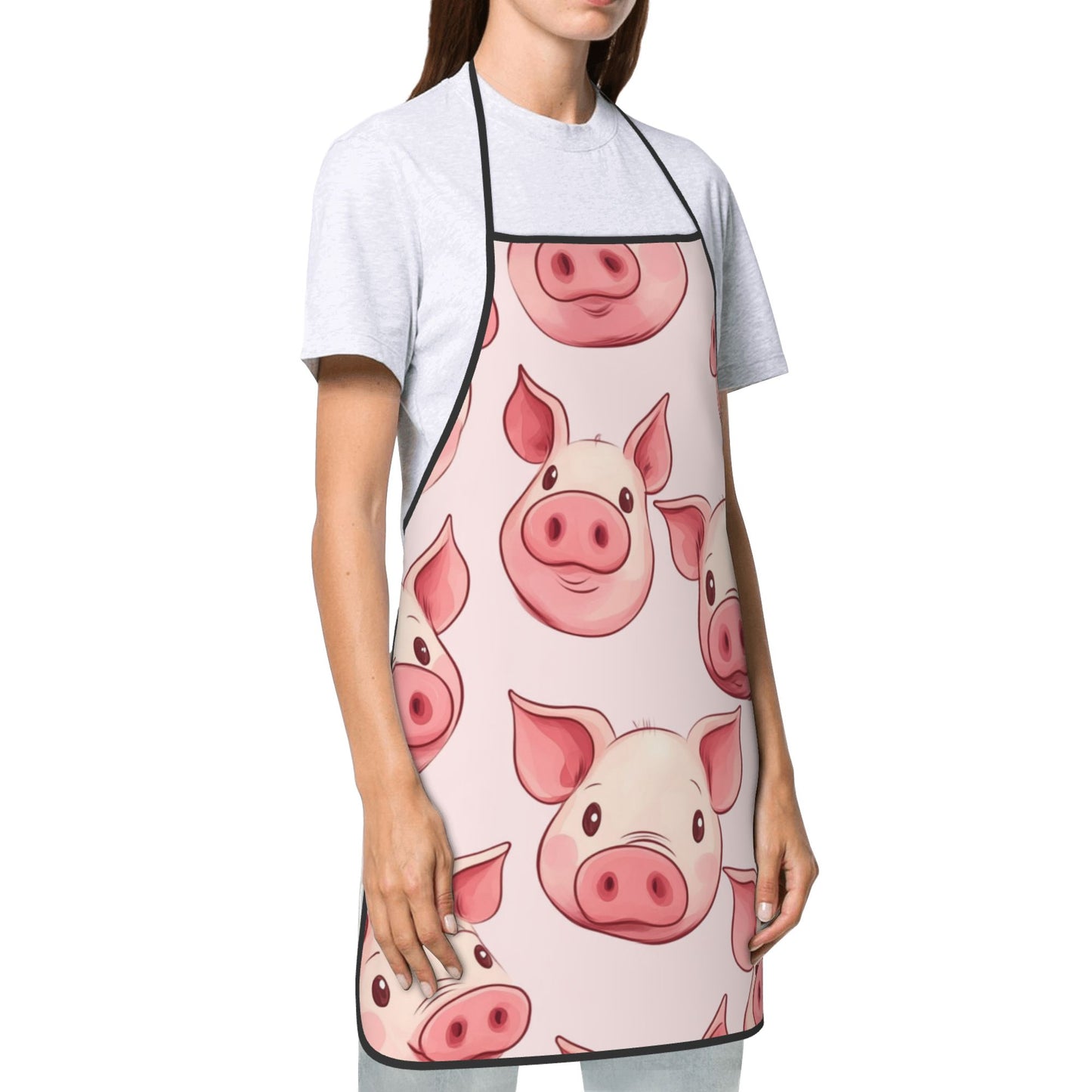 Cute Pig Pattern Apron – Waterproof & Oil-Resistant Adjustable Apron for Cooking, Baking, Grilling, and Crafting (Unisex)