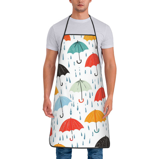 Colorful Umbrella Pattern Apron – Waterproof Oil-Resistant Cooking Apron for Baking, BBQ, Gardening & Crafts (Unisex, Adult Size)