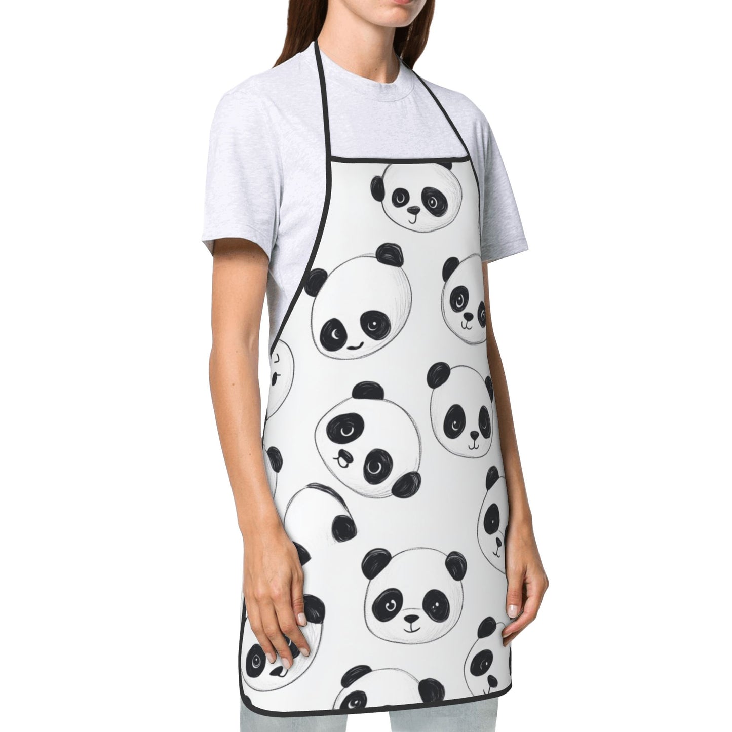 Cute Panda Pattern Apron – Waterproof Adjustable Kitchen Apron for Cooking, Baking & Crafts, Unisex 20.4"x28.3"