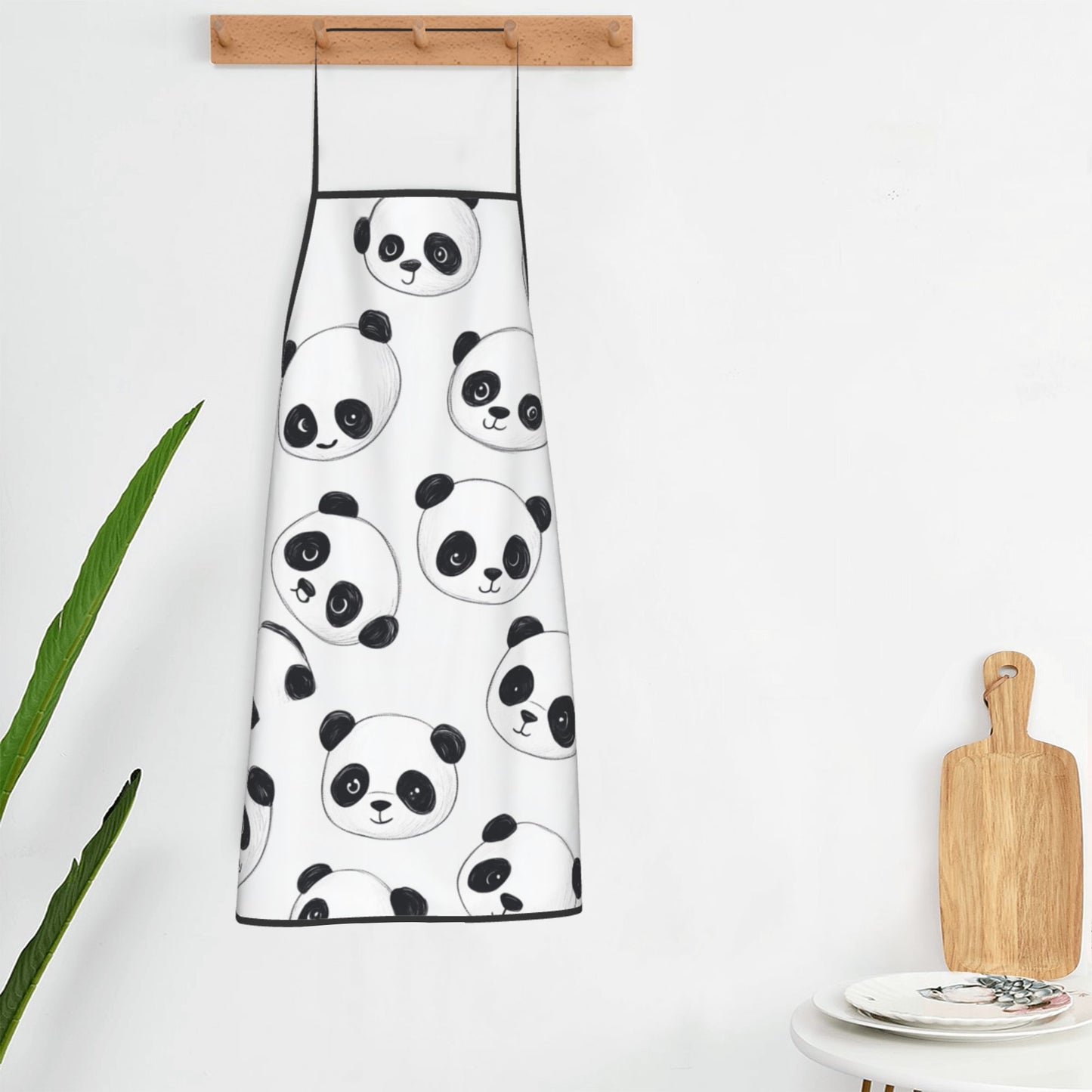 Cute Panda Pattern Apron – Waterproof Adjustable Kitchen Apron for Cooking, Baking & Crafts, Unisex 20.4"x28.3"