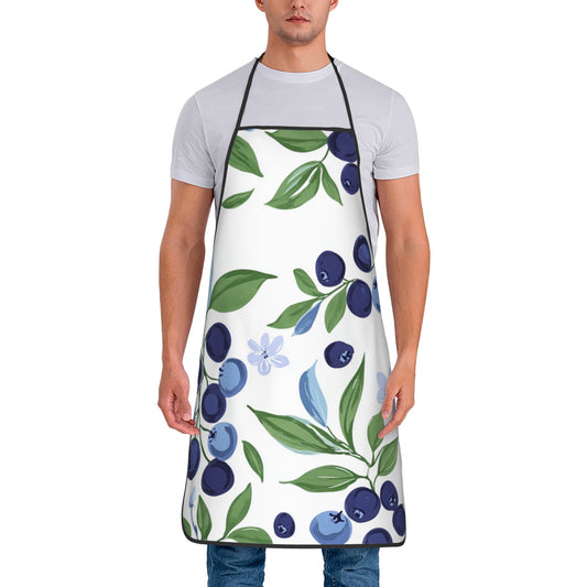 Blueberry Pattern Apron – Adjustable Waterproof Kitchen Apron for Cooking, Baking, and Crafting, Unisex 28.3"x20.4"