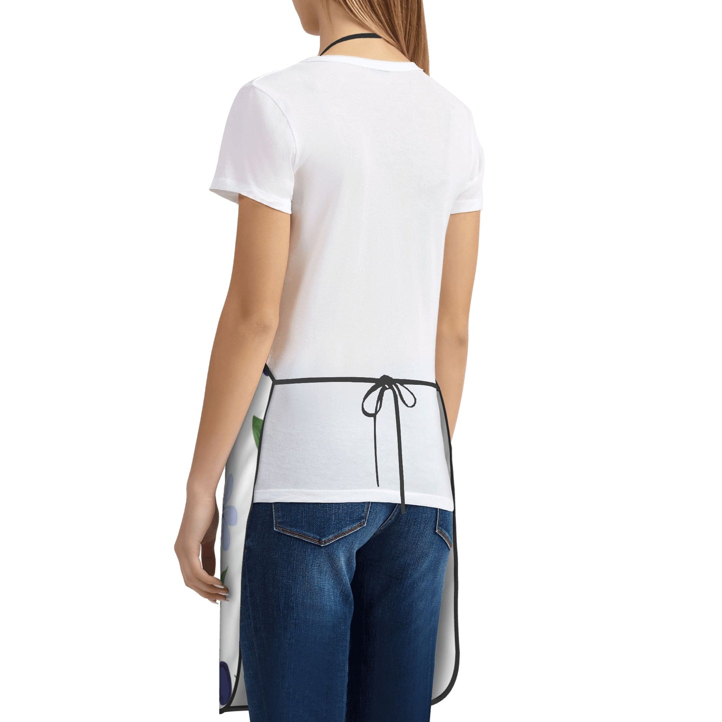 Blueberry Pattern Apron – Adjustable Waterproof Kitchen Apron for Cooking, Baking, and Crafting, Unisex 28.3"x20.4"
