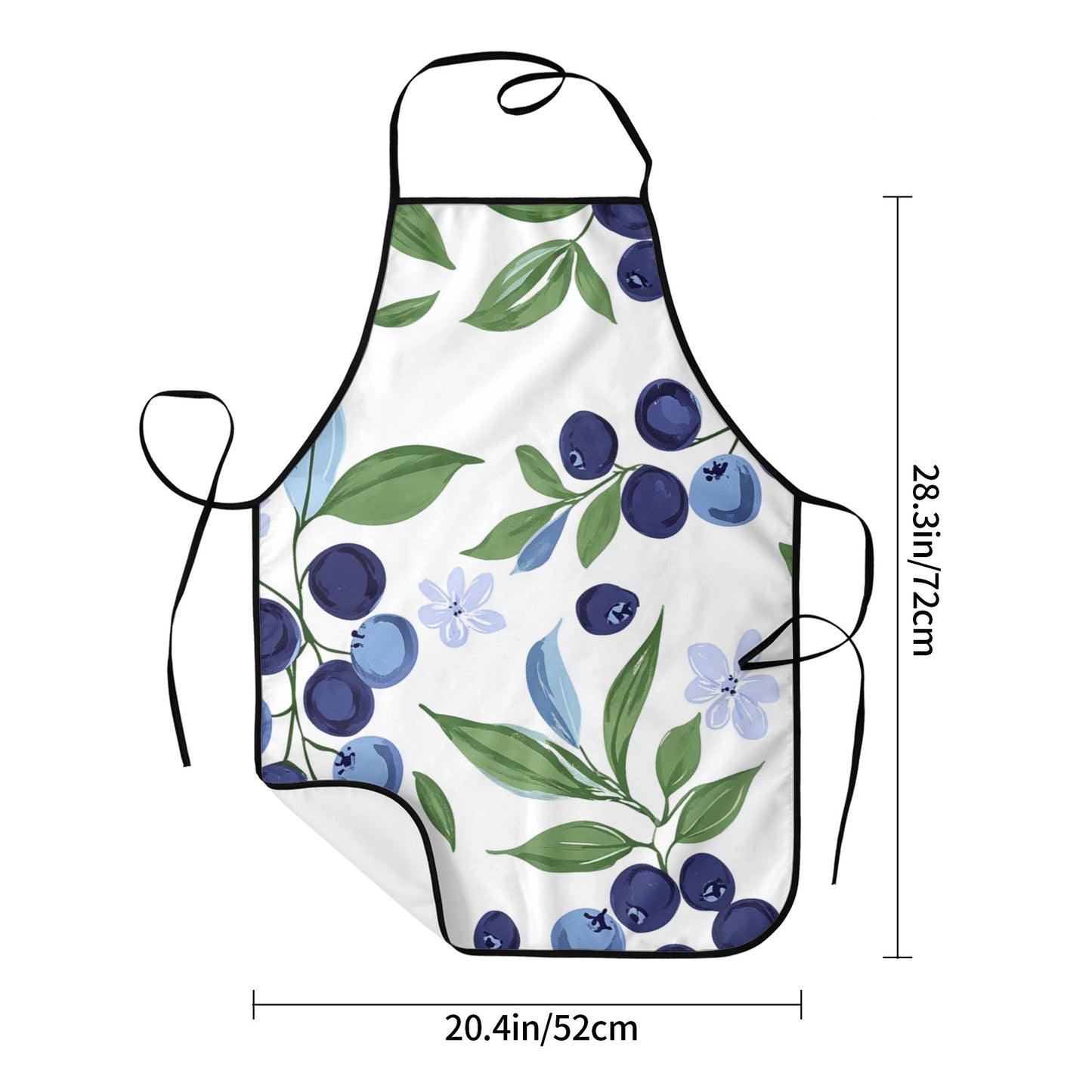 Blueberry Pattern Apron – Adjustable Waterproof Kitchen Apron for Cooking, Baking, and Crafting, Unisex 28.3"x20.4"