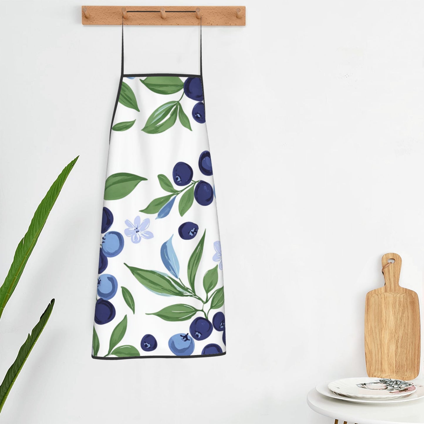 Blueberry Pattern Apron – Adjustable Waterproof Kitchen Apron for Cooking, Baking, and Crafting, Unisex 28.3"x20.4"