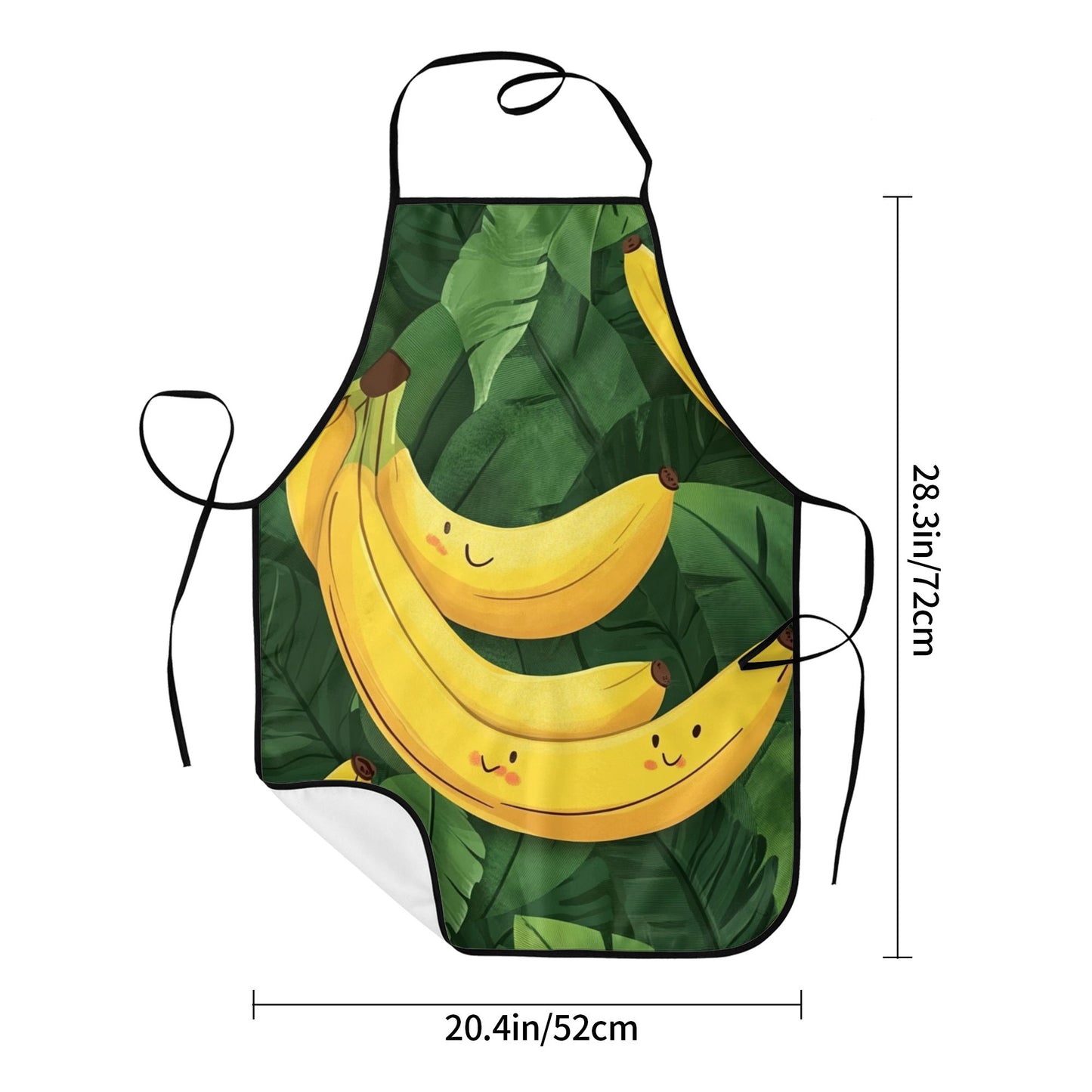 Cute Banana Print Apron – Adjustable Waterproof Kitchen Apron for Cooking, Baking, and BBQ, Unisex 28.3"x20.4"