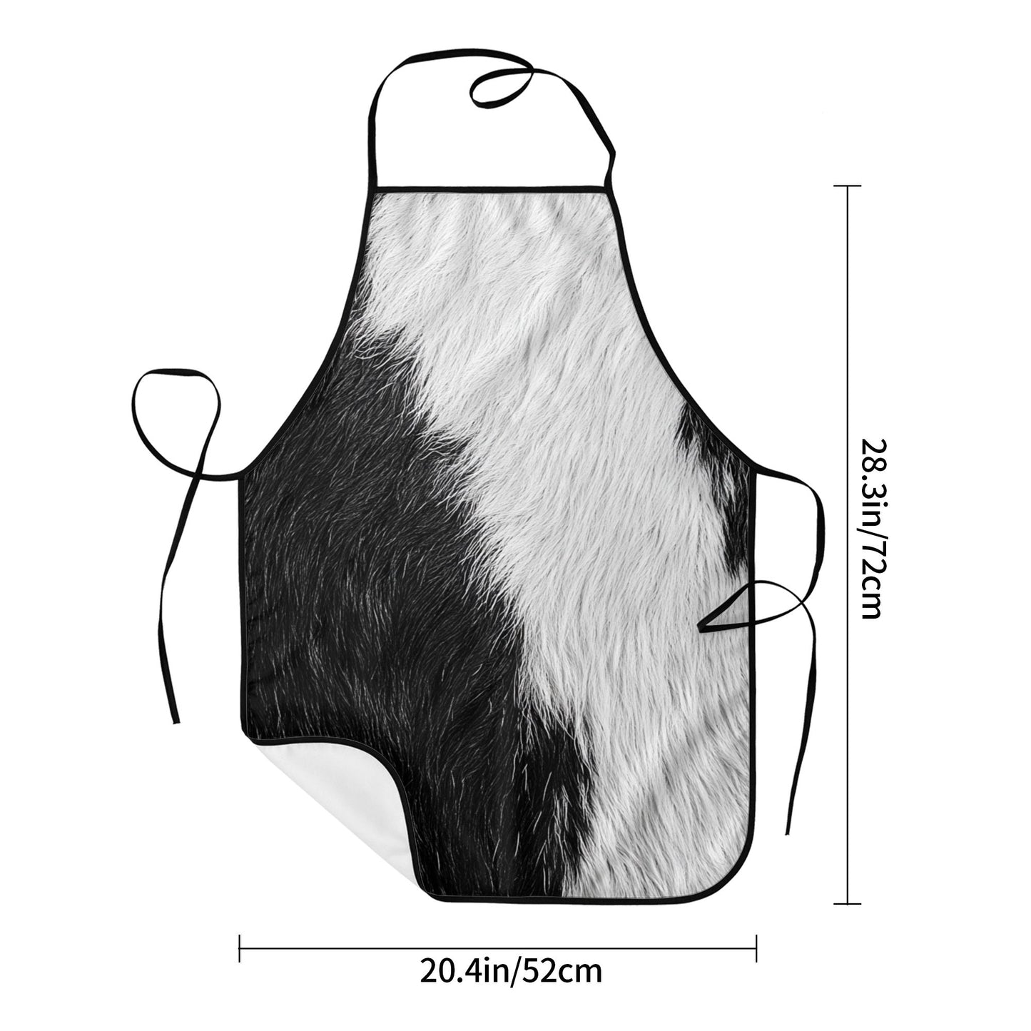 Animal Fur Texture Apron – Black & White Pattern Waterproof Cooking Apron, Unisex Adjustable Kitchen Bib